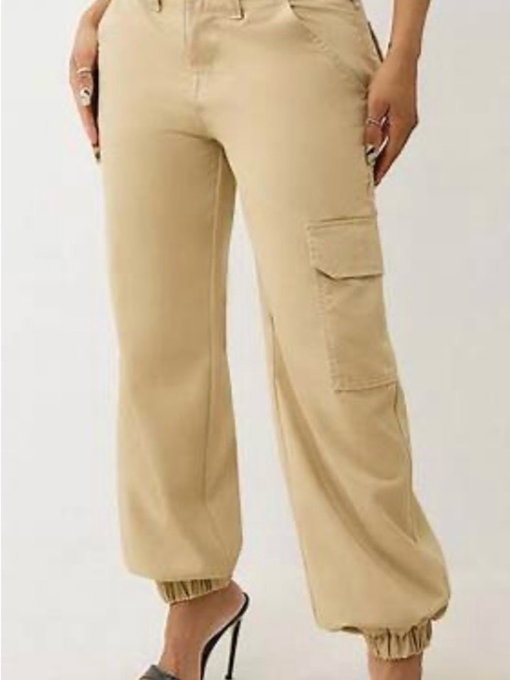 True Religion Beige Cargo Jogger Pants
